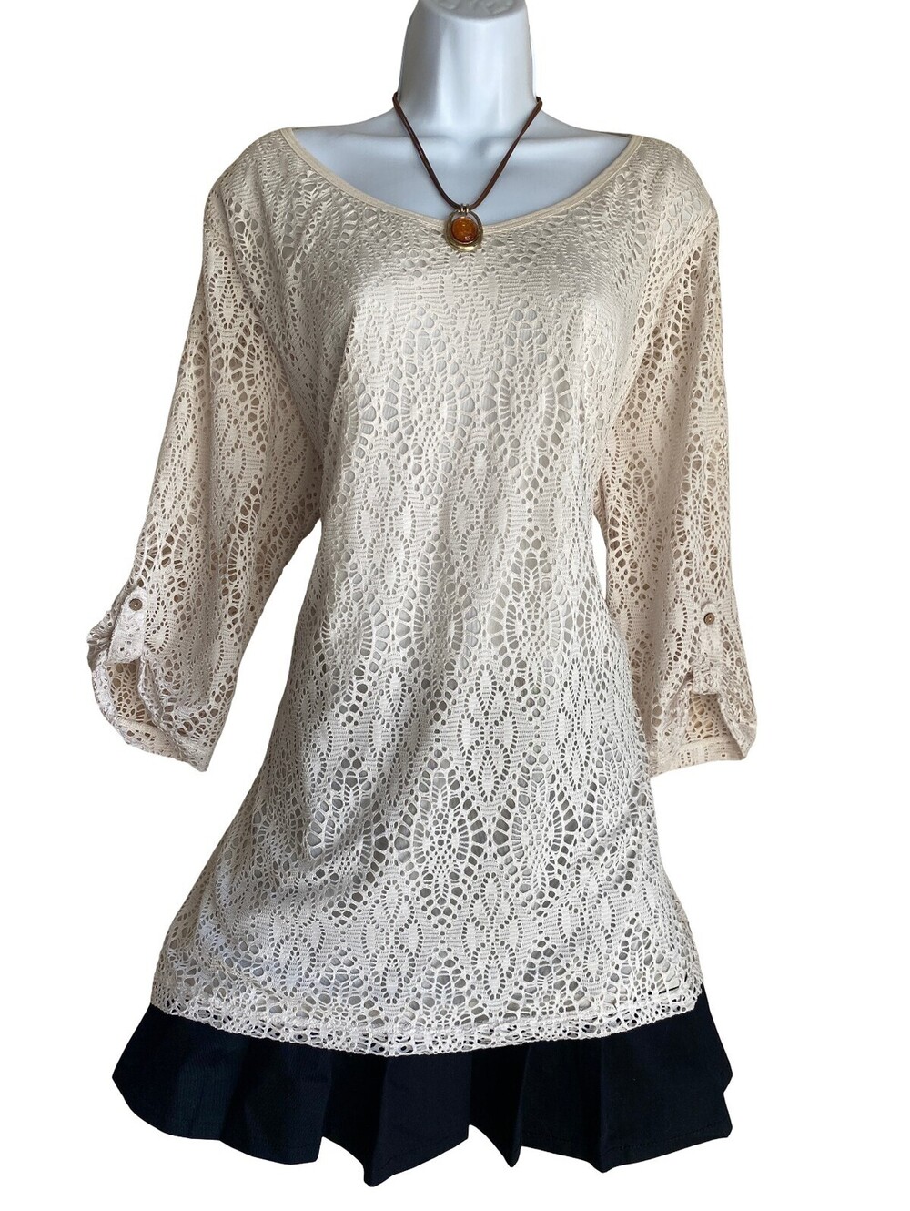 Vintage Crystal Kobe Plus 2X Lace Tunic Blouse Fall Boho Coquette Fairycore